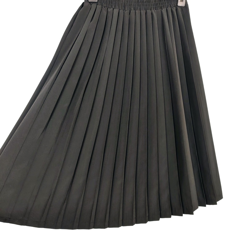 Andrea Gayle Womens SZ 6 Pleated Midi Skirt Black Dark Academia Gorpcore